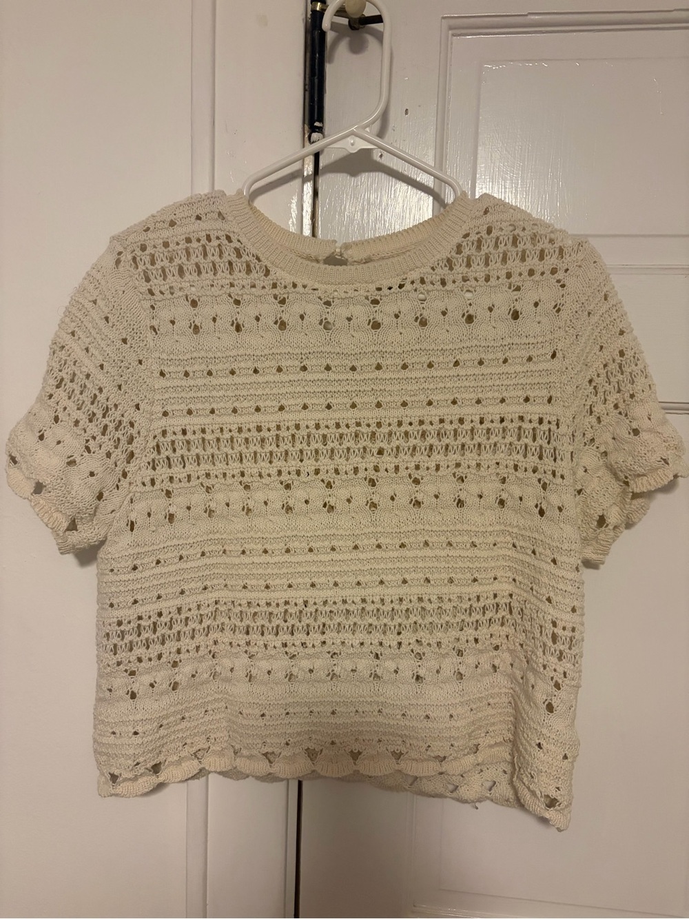 universal thread boho crochet short sleeve sweater